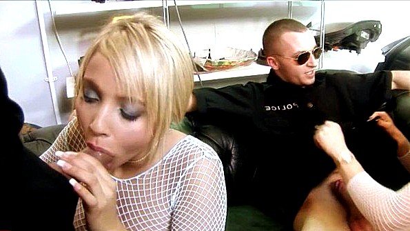 Bitches in transparent lingerie get fucked hard by guards