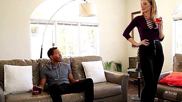 The chick sucks a black guy’s dick and enjoys it